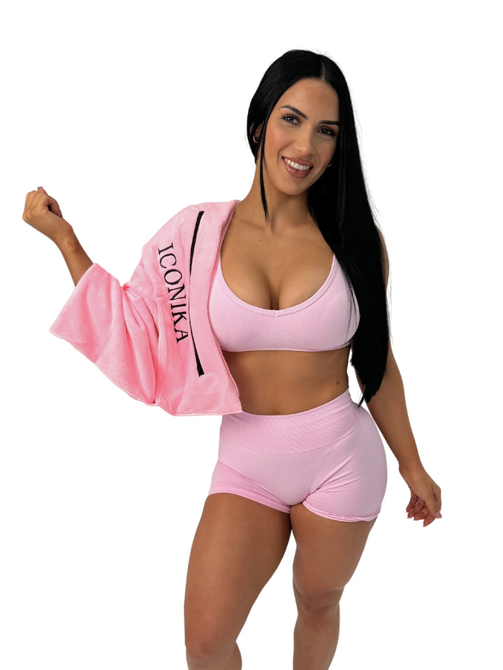 Hooded Gym Towel - Baby Pink
